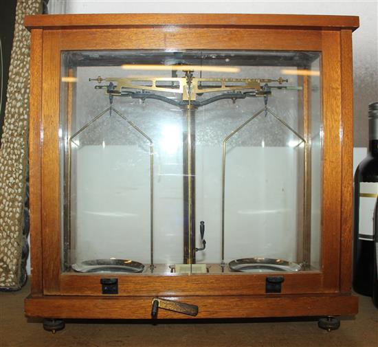 Pair of cased chemists scales